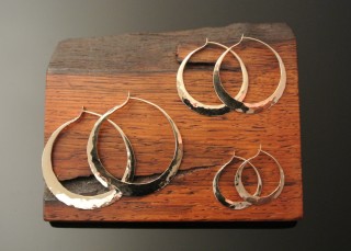 14k Gold, Hammer Textured Hoops